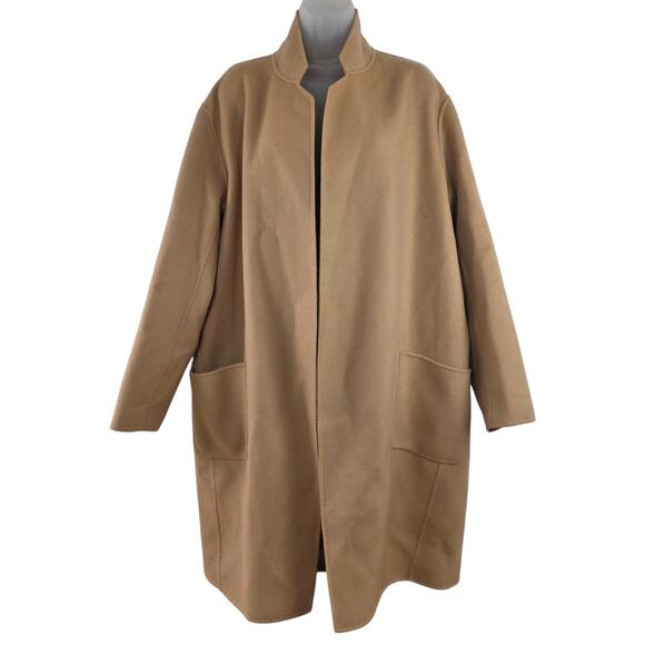 Ulla Johnson Eleanor Coat Brown Tan Wool Open Font Size Large Felted Layer Camel - Picture 1 of 7